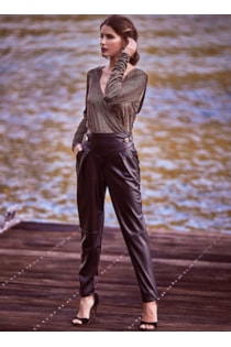 Faux leather pants with belt loops