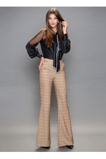 Tartan pants with high waist