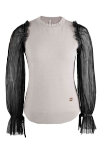 shirt with pleated sleeves