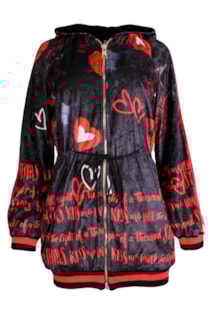 Bomber comprida efeito estampado