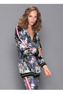 Bomber comprida efeito estampado