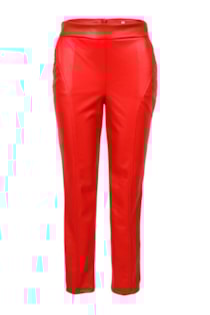 Tight pants with leathery effect