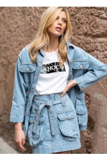 Jeans jacket with long pockets