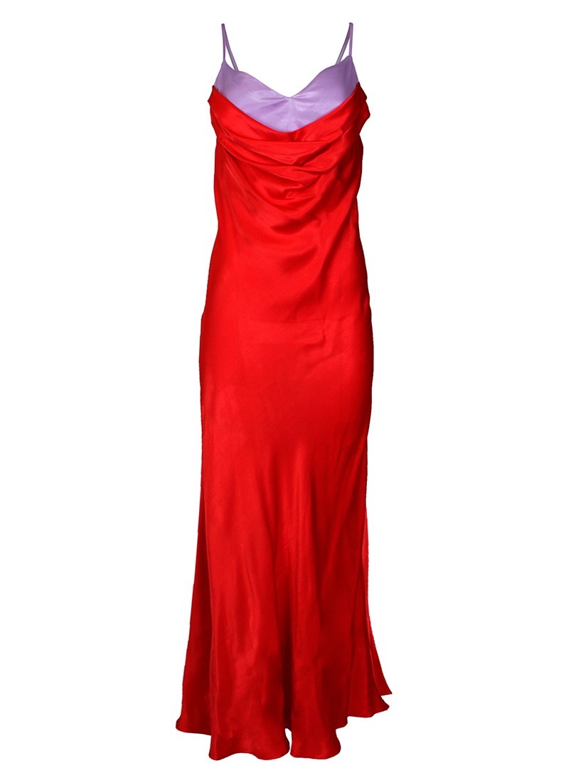 Color block strap long dress