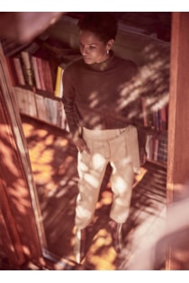 Contrast stitching pants