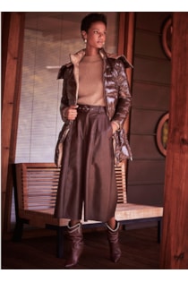Faux leather belted cullotes